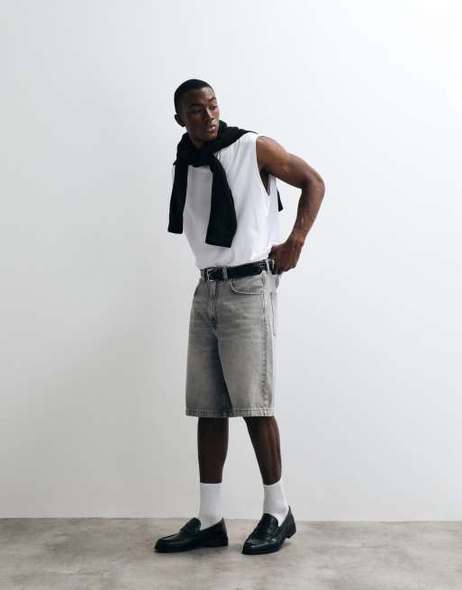 ASOS DESIGN - Jorts di jeans ampi grigi , 4 di 5