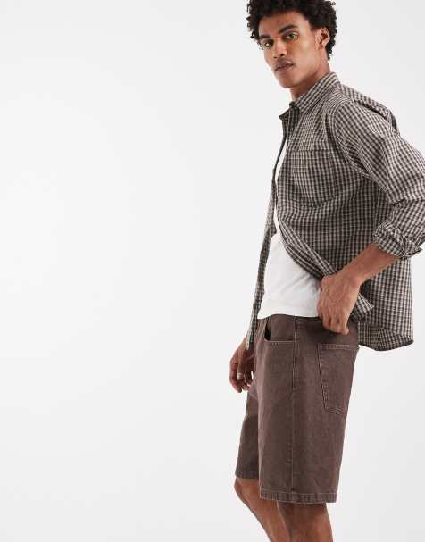 ASOS DESIGN - Jorts di jeans ampi marrone slavato - view 1