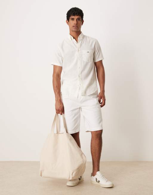 ASOS DESIGN - Jorts di jeans taglio lungo bianchi con pieghe