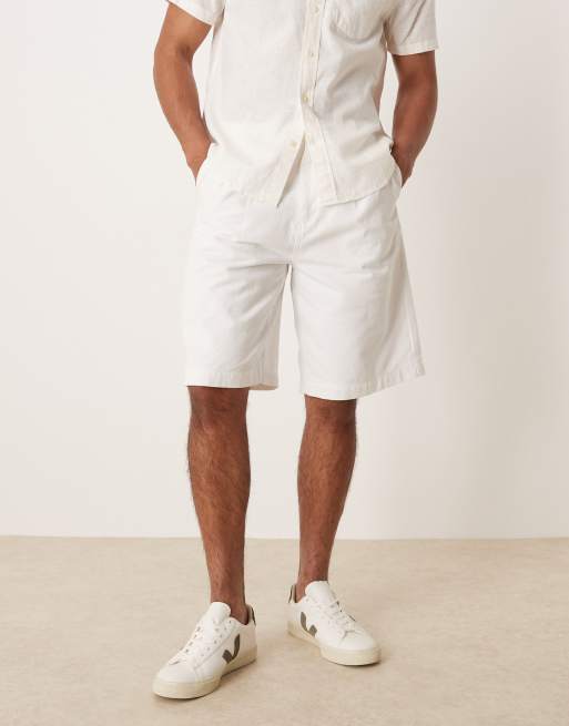 ASOS DESIGN - Jorts di jeans taglio lungo bianchi con pieghe, 2 di 5
