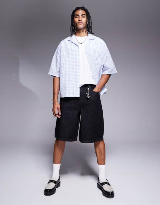 ASOS DESIGN - Jorts di jeans taglio lungo neri