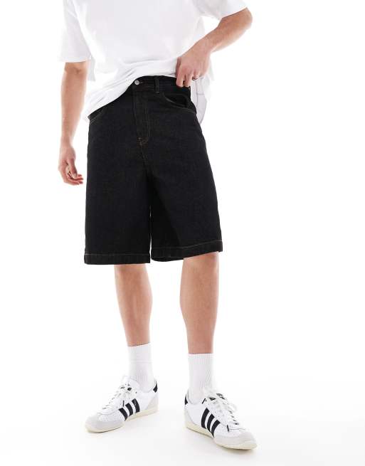 ASOS DESIGN - Jorts di jeans taglio lungo nero risciacquato