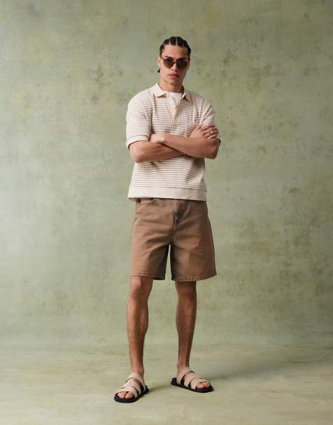ASOS DESIGN - Jorts di jeans taglio standard con tinta marrone - view 1