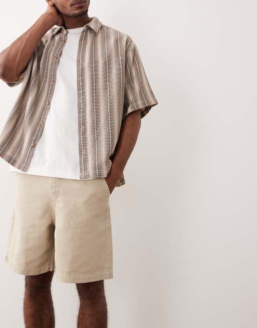 ASOS DESIGN - Jorts di media lunghezza in twill color pietra