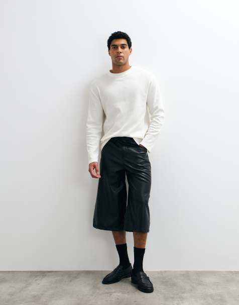 ASOS DESIGN jorts extralargos de cuero sintético negro - view 1
