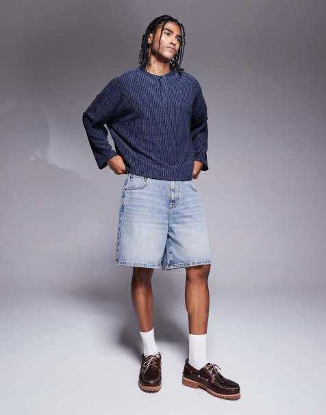 ASOS DESIGN - Jorts i denim i standard-længde i lys vask med farveskær - view 1
