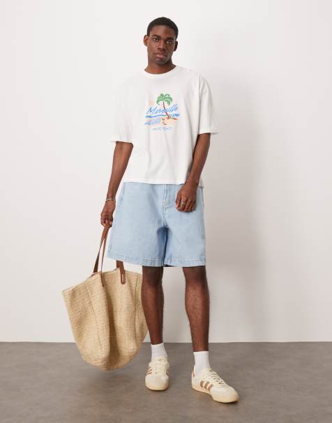 ASOS DESIGN jorts in bleach wash denim - view 1