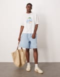 [ASOS DESIGN] ASOS DESIGN jorts in bleach wash denim-Blue W38 Bleach wash