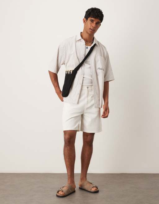 ASOS DESIGN - Jorts in denim écru taglio lungo