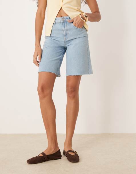 ASOS DESIGN - Jorts in denim lavaggio chiaro con orlo grezzo - view 1
