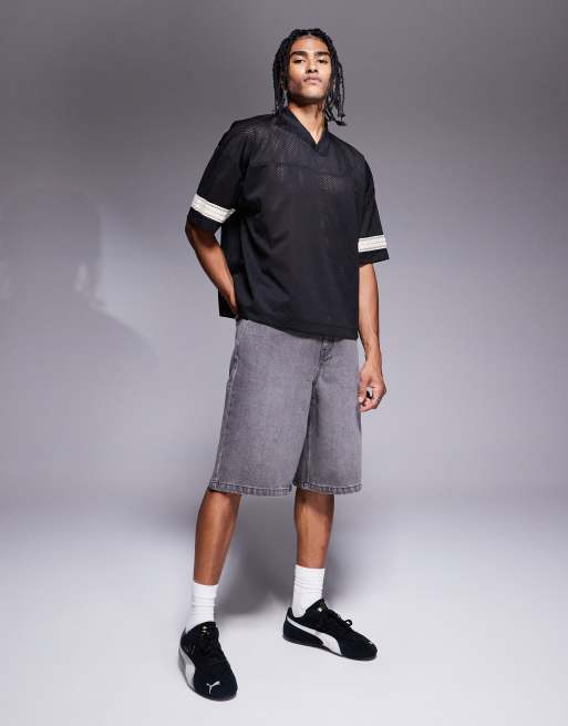 ASOS DESIGN - Jorts in denim taglio lungo grigio scuro
