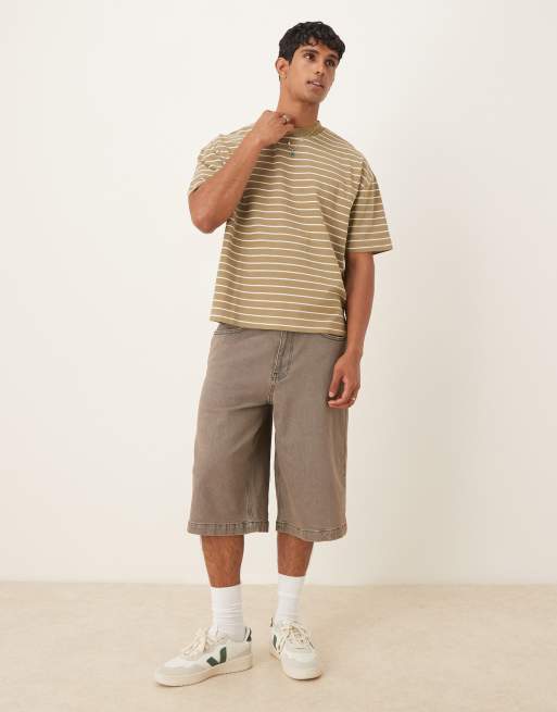 ASOS DESIGN - Jorts in denim taglio lungo grigio slavato