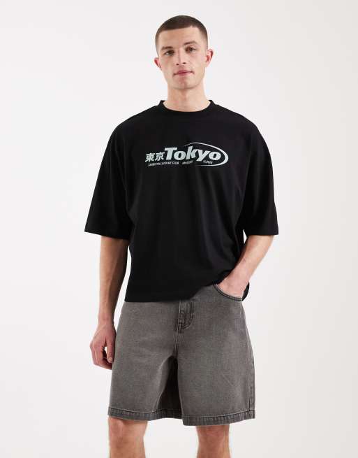 ASOS DESIGN - Jorts in denim taglio lungo grigio slavato