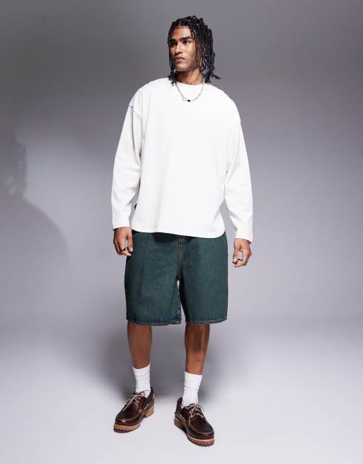 ASOS DESIGN - Jorts in denim taglio lungo verde tinto