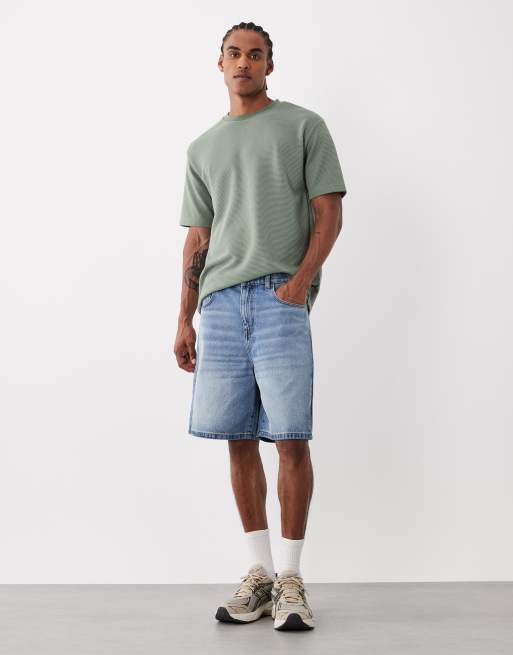 ASOS DESIGN - Jorts in denim taglio medio lavaggio chiaro blu, 2 di 5