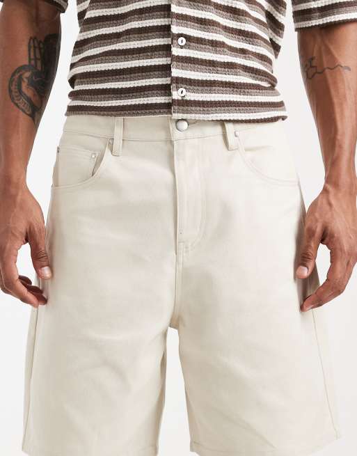 ASOS DESIGN jorts in mid length in stone, 4 of 5