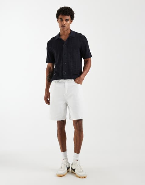 ASOS DESIGN - Jorts lunghezza media in denim bianchi con cuciture a contrasto - view 1
