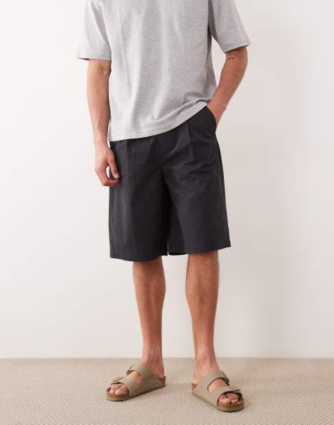 ASOS DESIGN - Jorts lunghi neri elasticizzati con pieghe - view 1