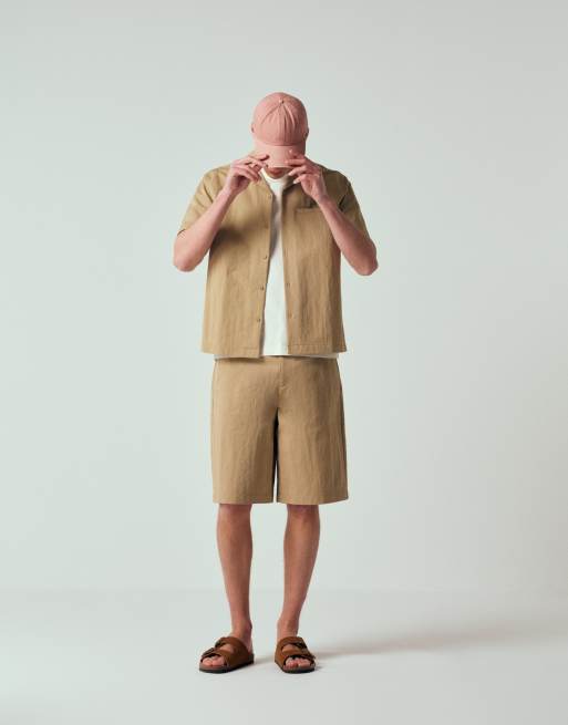 ASOS DESIGN - Jorts taglio lungo beige in coordinato