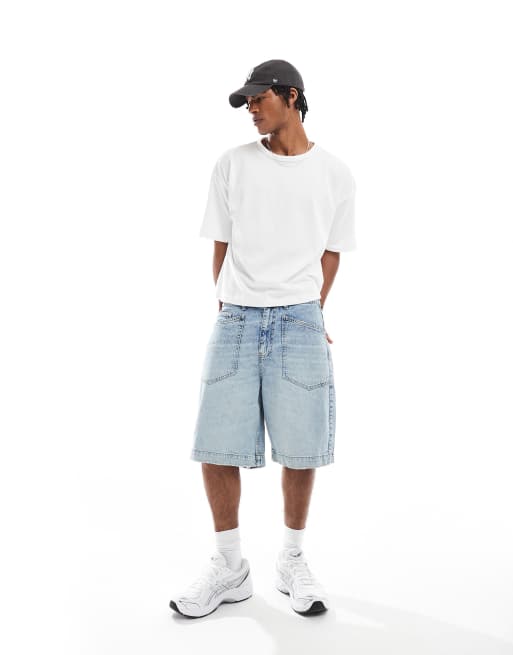 ASOS DESIGN - Jorts taglio lungo blu lavaggio chiaro
