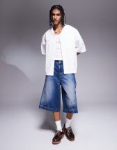COLLUSION - X008 - Jeans unisex stile skater lavaggio medio