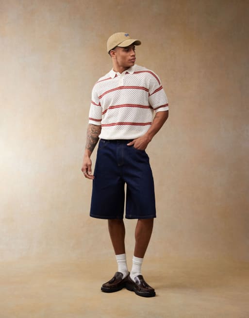 ASOS DESIGN - Jorts taglio lungo color indaco