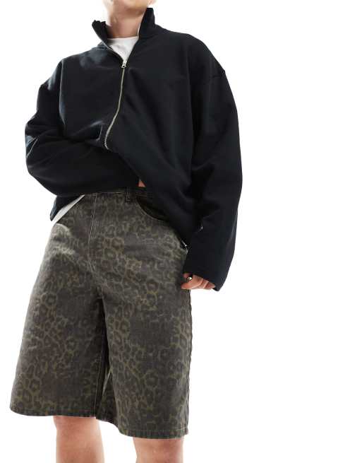 ASOS DESIGN - Jorts taglio lungo con stampa leopardata