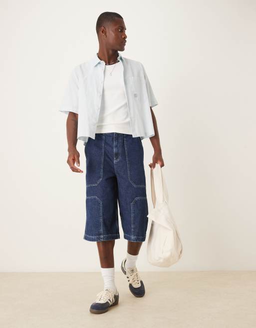 ASOS DESIGN - Jorts taglio lungo in denim lavaggio grezzo
