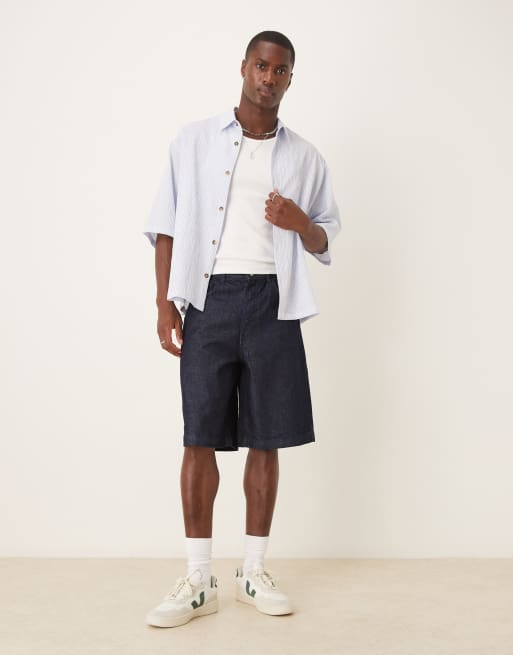 ASOS DESIGN - Jorts taglio lungo in denim lavaggio grezzo