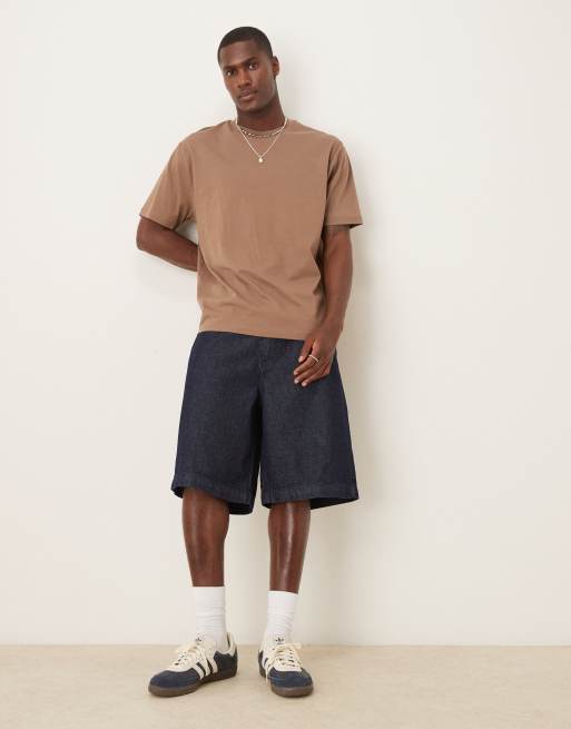 ASOS DESIGN - Jorts taglio lungo in denim lavaggio grezzo