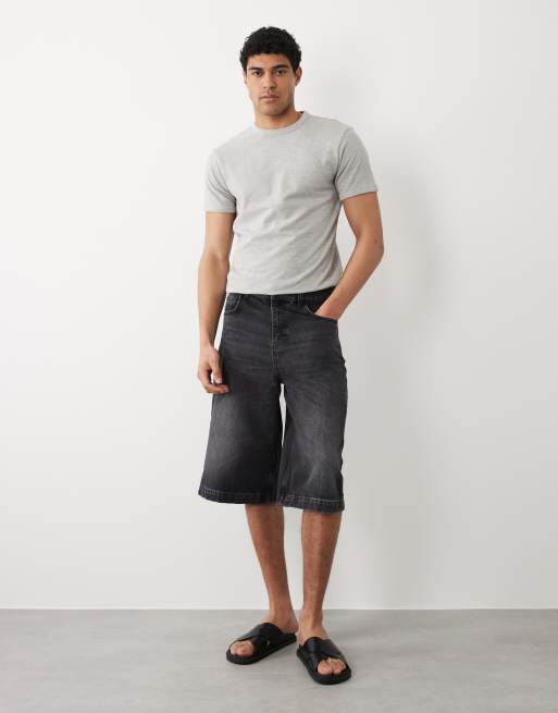 ASOS DESIGN - Jorts taglio lungo in denim nero