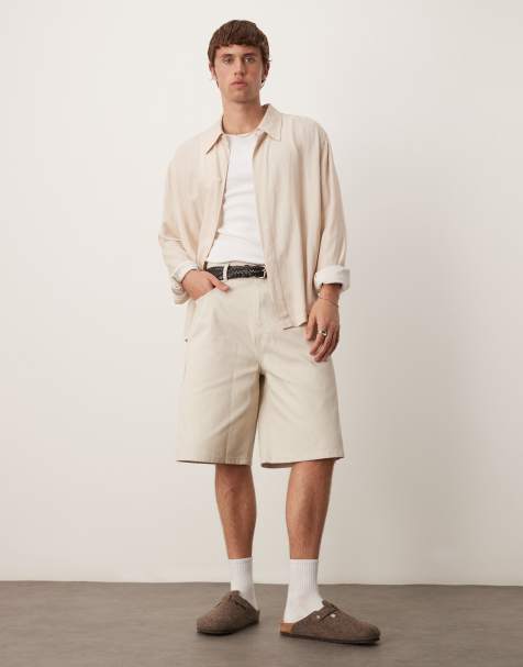 ASOS DESIGN - Jorts taglio lungo in tela color pietra - view 1