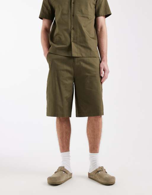 ASOS DESIGN - Jorts taglio lungo kaki in coordinato