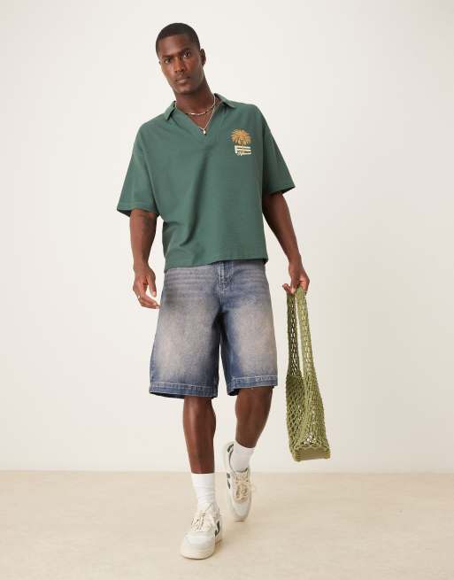 ASOS DESIGN - Jorts taglio lungo lavaggio marrone con tinta