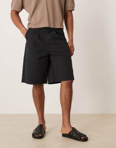 ASOS DESIGN - Jorts taglio lungo neri con pieghe - view 1