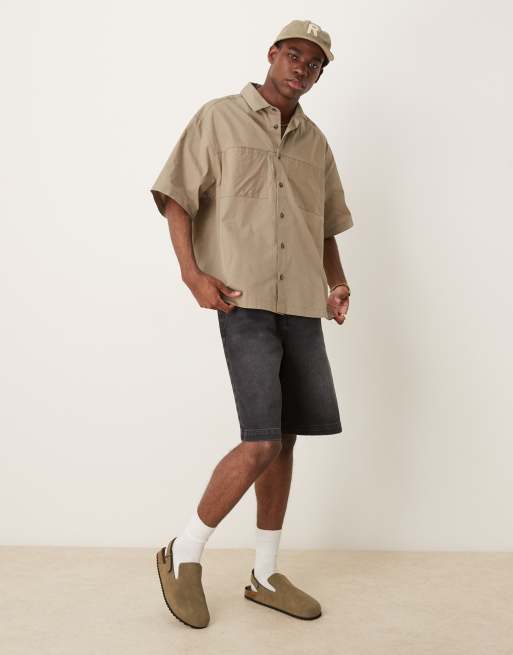 ASOS DESIGN - Jorts taglio lungo nero slavato in denim