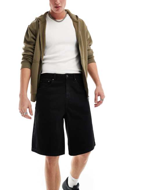 ASOS DESIGN - Jorts taglio lungo nero slavato