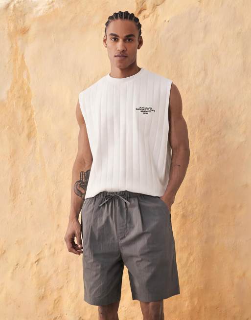 ASOS DESIGN - Jorts taglio medio in tessuto tecnico grigio antracite
