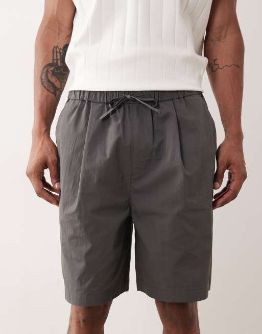 ASOS DESIGN - Jorts taglio medio in tessuto tecnico grigio antracite, 5 di 5