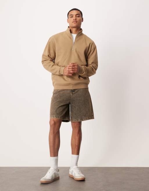 ASOS DESIGN - Jorts taglio medio marrone slavato