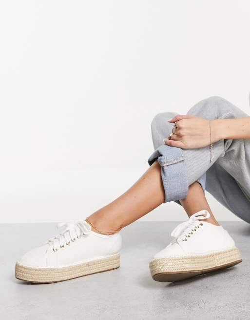 ASOS DESIGN – Josh – Naturvita flatform-sneakers med espadrillsula