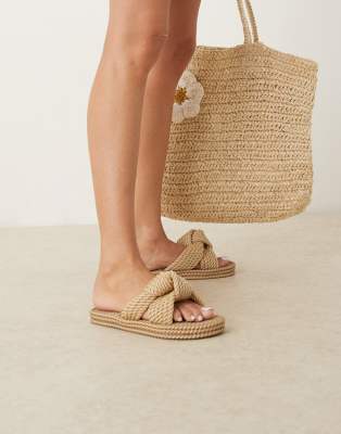 Asos Design Josie Chunky Knot Jelly Mule Sandals In Gold