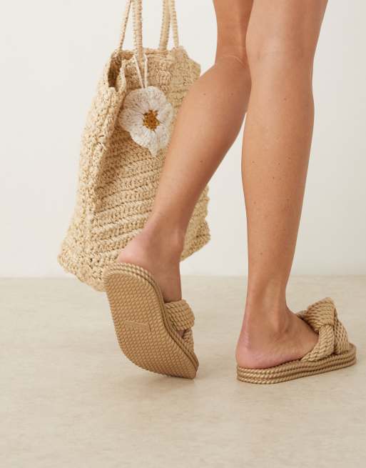 ASOS DESIGN Josie chunky knot jelly mule sandals in gold