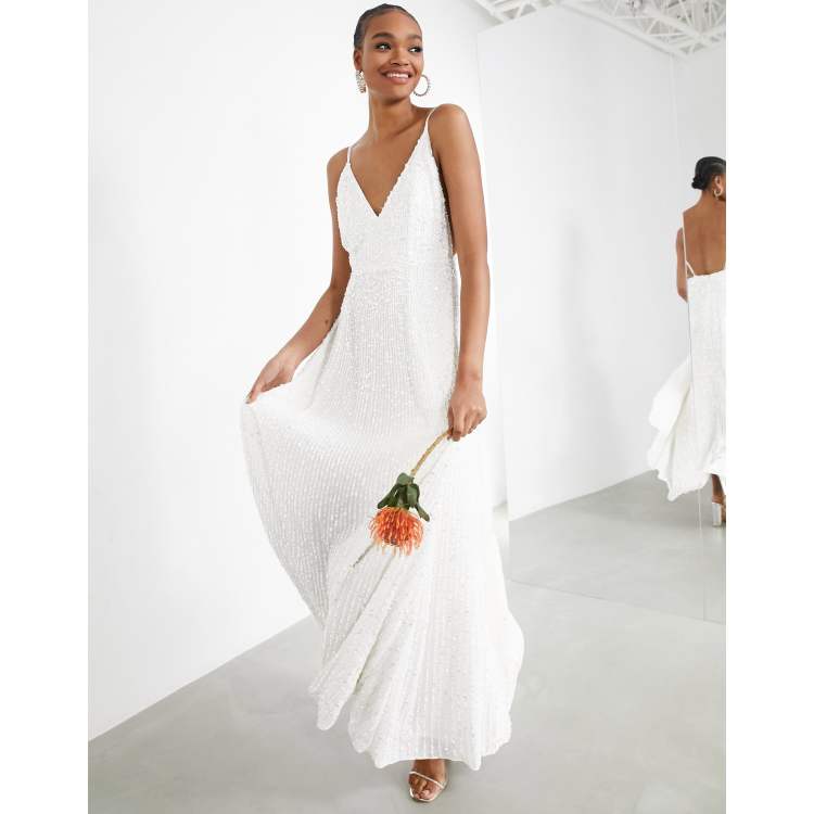 ASOS Edition Eva Embellished Cami Midi Wedding Dress, 10 Backless Wedding  Dresses That Are Playful Yet Elegant