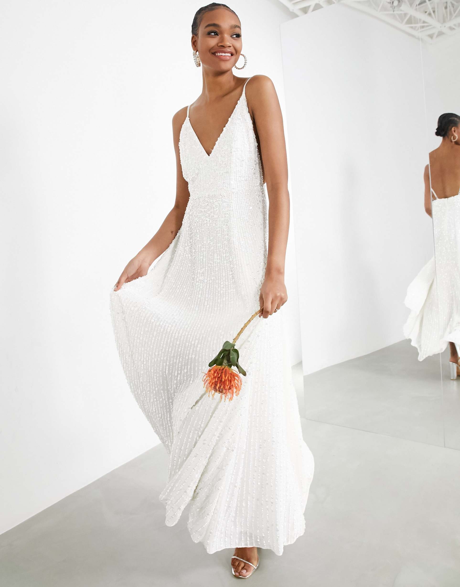 asos design josie embellished cami maxi wedding dress
