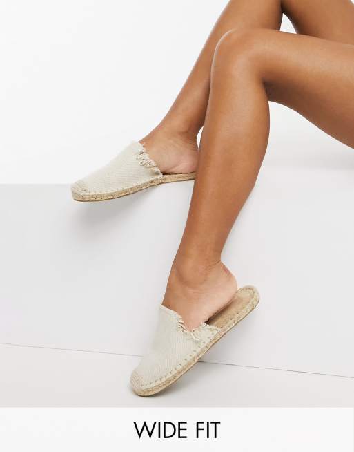 ASOS DESIGN - Josie - Espadrillemuiltjes met brede pasvorm in naturel