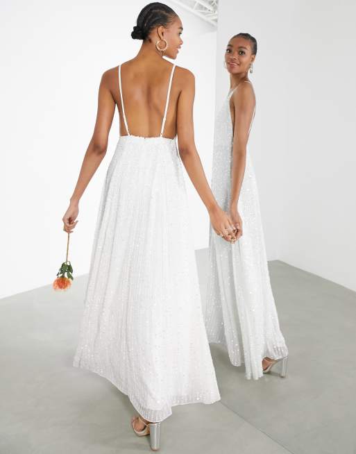 ASOS DESIGN - Josie - Robe de mariée longue ornementée à fines bretelles |  ASOS