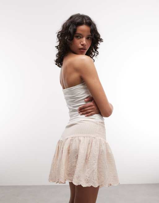 ASOS DESIGN Josie ruched waist beach skirt set with embroidery in pink |  ASOS