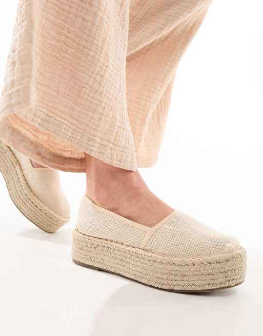 ASOS DESIGN - Journal - Espadrilles flatform color crema