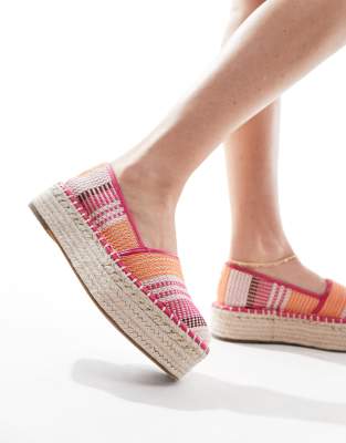 ASOS DESIGN - Journal - Espadrilles in verschiedenen Farben mit flacher Plateausohle-Bunt